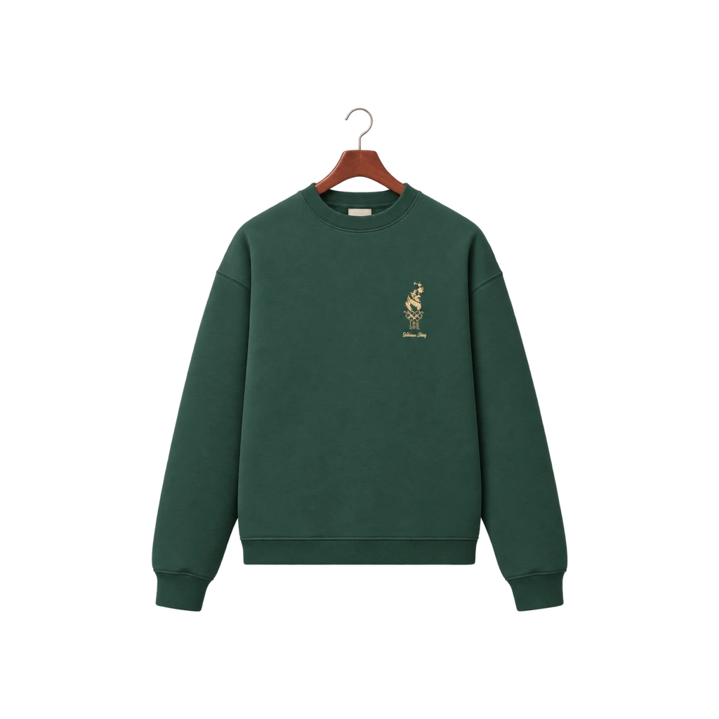 Forest green embroidered sweatshirt