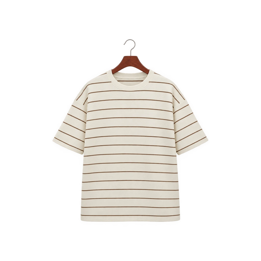 Cream striped oversized T-shirt